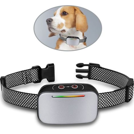 Automatic anti-bark collar for dogs, intelligent bark control, IP67 waterproof, LED indicator - Silver (1/5)