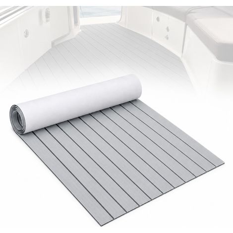 Randaco Tapis de Pont Revêtement de Sol Autocollant, Tapis de Sol en Mousse EVA, Teck Tapis Pont de Bateau pour Yachts, Terrasses 240x90cm Gris (1/5)