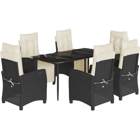 Maison Exclusive - Set da Pranzo da Giardino 7 pz Nero con Cuscini in Polyrattan (1/5)