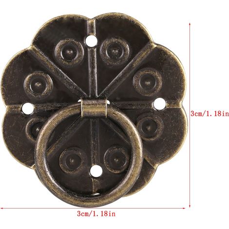 Poignée Fer Meuble 20Pcs Anneau Tirant Décorative Antique Dimensions 3x3cm avec Fleurs (1/5)