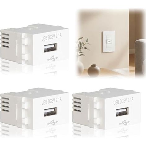 Lot de 3 modules d'alimentation USB : bloc d'alimentation USB encastré 220 V vers transformateur 5 V pour installation de bureau et armoire réseau pour techniciens informatiques et utilisateurs (1/5)