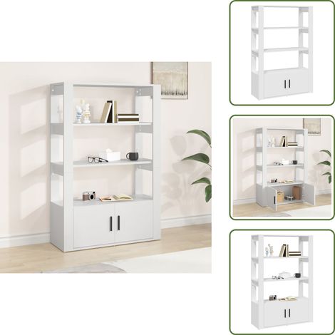 The Living Store Buffet Blanc 80x30x119,5 cm Bois d'ingénierie - Bois d'ingénierie (1/5)
