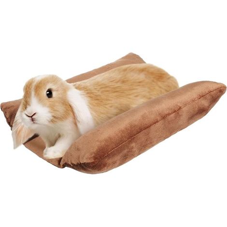 Lit pour lapin de 15,7 x 14 pouces, berceau rembourré et doux, coussin moelleux avec oreiller inclinable en coton, petit tapis pour animaux de compagnie, convient pour dormir en cage à l'intérieur, ma
