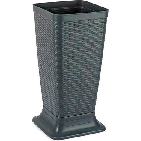 PLASTICFORTE paragüero rattan gris 26x52 cm , Paragüero rattan gris 26x52 cm. -Marca: Plasticforte. -Un paragüero contenedor estándar con exterior tejido de ratán y fabricado de pl