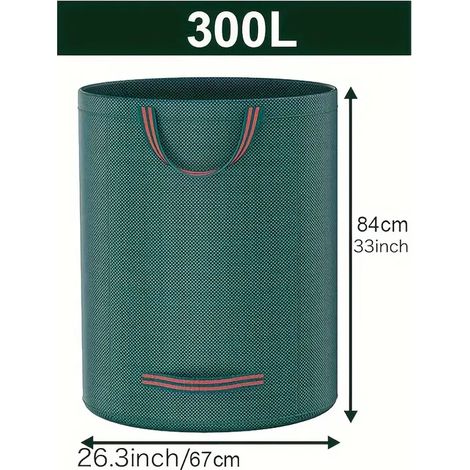 Ortviai – Gartensack wiederverwendbar 300 Liter – PP-beschichtetes Karogewebe, verstärkte geflochtene Griffe – Laub und Grünabfälle (1/5)