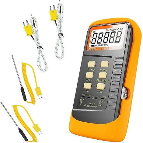 Dual-Channel K-Type Thermometer - Handheld -50°C to 1370°C Range (Black/Blue) (1/5)
