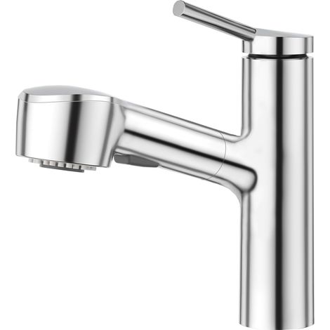 Robinet Cuisine avec Douchette Extractible, Robinet Évier avec 2 Modes de Jet, Robinet Pivotant à 120°, Mitigeur Monocommande Évier, Noir Mat (1/5)