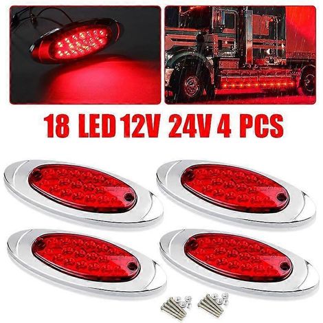 feux de position latéraux rouges à 18 LED pour camion, remorque et camping-car, étanches, 12 V (1/5)