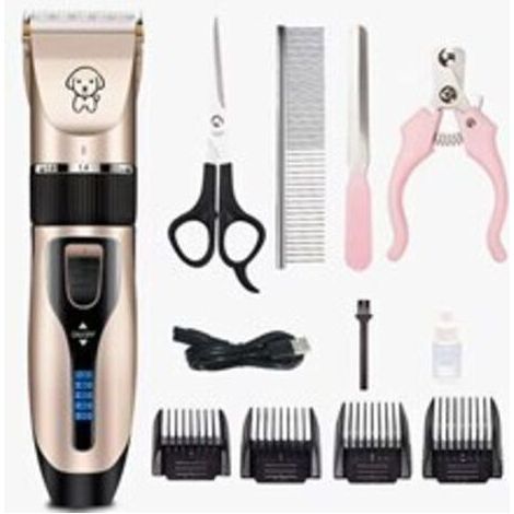 Tondeuse Chien, Tondeuse pour Chien Professionnelle Tondeuse Chien Poil Long Epais Chat Dog Clipper Kit (Doré) (1/5)