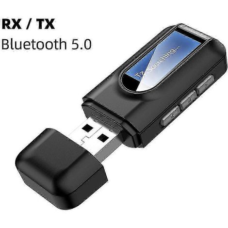 25-26 Émetteur/récepteur audio Bluetooth 5.0 USB 2-en-1 Fonken avec écran LCD et adaptateur sans fil stéréo AUX 3,5 mm, compatible avec les PC, les téléviseurs et les casques de voiture. 26-27 (1/5)