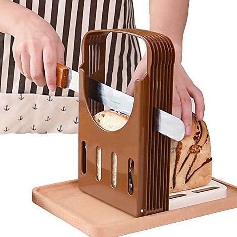 Trancheuse réglable pour pain maison, toasts, bagels et sandwichs, offrant une coupe uniforme et un rangement compact.-AquaForge (1/5)