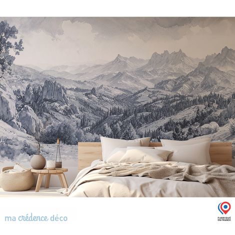 Papier peint : Arbre et montagne Sainte Victoire - Intissé - L.300 x H.280 cm - Marron clair (1/3)