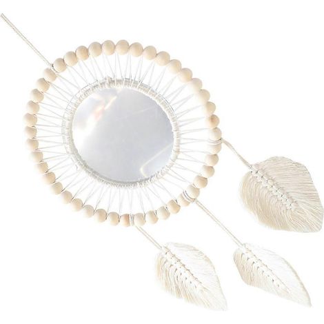 Miroir géométrique tissé en macramé, compatible ornements muraux et pendentifs de miroirs suspendus, ornement mural assorti (1/5)