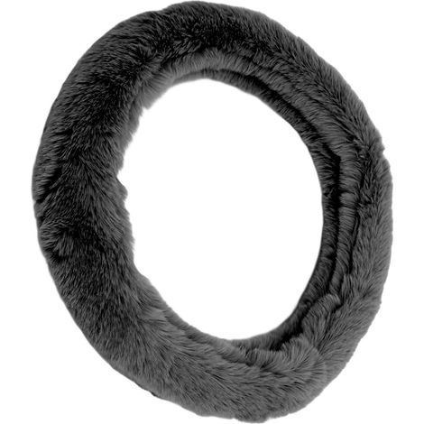 Volant Universel 15 Pouces Housse en Fausse Laine Noire Protection Volant Auto Accessoire Intérieur Chauffant Hiver (1/5)