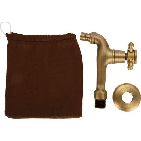 Vintage-Waschmaschinenarmatur aus massivem Messing mit einem Griff, Wandarmatur (lang) (1/5)