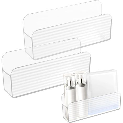 Etagère Salle de Bain Sans Percer, Boite Acrylique Etagère Murale, Boite Transparente Meuble Douche, Détachable Meuble Rangement Maquillage, Etagere Coiffeuse Organisateur pour Bureau Chambre (1/5)