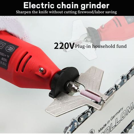 180-W-Akku-Kettenschärfer-Set, elektrisches Handschleifwerkzeug, Handkettenschärfer (Rot) (1/3)