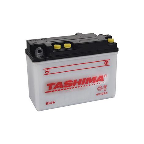 Batteria al Piombo Tashima 6V, 12A. L: 156, P: 57, H: 116mm, + a Sinistra Per Moto. (consegnata senza acido). Sostituisce l'originale B54-6. - Ba