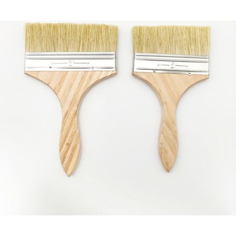 Lot de 2 pinceaux plats de 12,7 cm et 15,2 cm - Pinceaux à lasure - Pinceaux larges - Pinceaux à peinture - Avec manche en bois - Pour mur et bois (1/4)