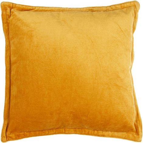 ARTHUR - Coussin en velours de coton jaune 40x40 (1/2)