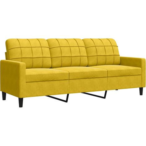 Canapé Sofa à 3 places Jaune 180 cm Velours (1/5)