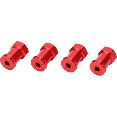 pièces de moyeux hexagonaux de roue en aluminium RC de 12 mm avec extension de déport de 15 mm et adaptateur d'entraînement hexagonal pour voiture RC TRAXXAS MINI E REVO 1/16 (rouge) (1/5)