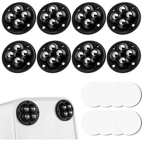 Self Adhesive, 8 Pieces Ball Caster, 360 Degree Mini Caster, Self Adhesive Ball Casters, Mini Universal Casters, for Furniture, for Storage Boxes, Small Furniture (1/5)