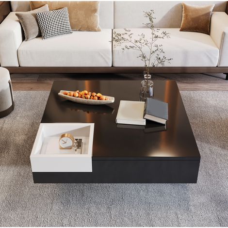 Tavolino quadrato 72 x 72 x 30 cm con contenitore rimovibile e LED multicolore, DESVIAE (1/5)