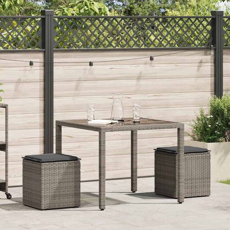 Maison Exclusive - Sgabelli Giardino con Cuscini 2 pz Grigio 40x40x43cm Polyrattan