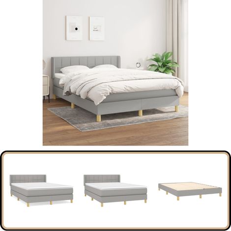 Boxspringbett mit Matratze Hellgrau 140x200 cm Stoff - Boxspringbett - Doppelbett - Bettenrahmen - Lattenrost - Matratze
