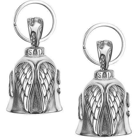 Porte Clef Moto - Guardian Bell - 2 Pièces - Métal - Argent - Accessoire de Chance (1/4)