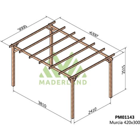 Pérgola de Madera Maciza Murcia (Maderland) - Gardeneas - 420 x 300 cm