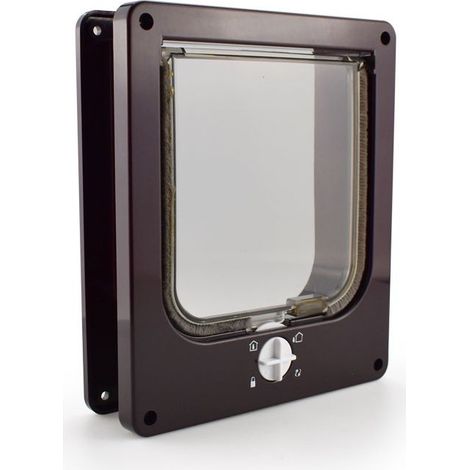 Cat flap and doors manually, Cat flap 4 Positions with Tunnel for Cat, Brun size XL (1/5)