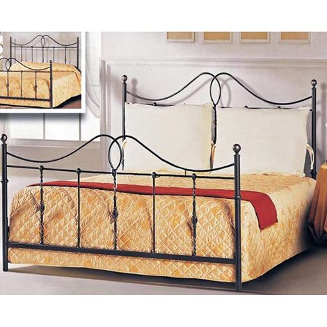 Letto matrimoniale in ferro battuto color antracite 172x202xH.130 cm