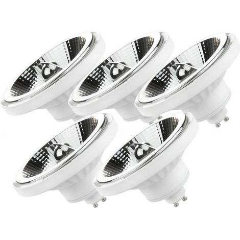 5 Spots LED AR111 GU10 10 watts, blanc neutre 4000K 20° 850lm (1/4)