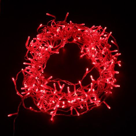 Guirlande LED Clignotante 12M 240LED IP44 avec timer - câble transparent ROUGE - SILUMEN (1/5)