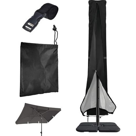 Sonnenschirmhülle – 210D Oxford-Gewebe – wasserdicht und UV-beständig – für Garten und Pool – Schwarz – 57 x 240 cm (1/5)