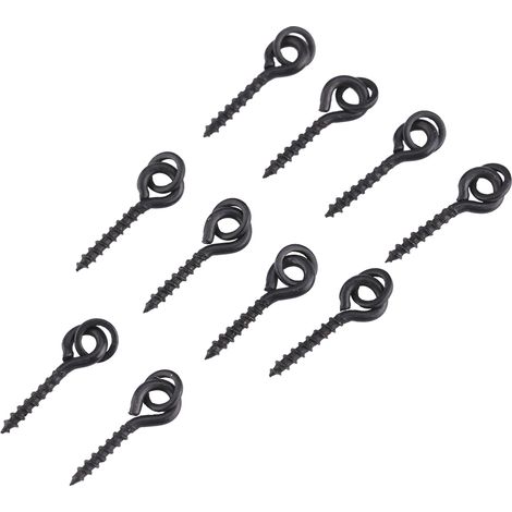 Lot de 10 Vis à Leurres Circulaires en Acier - Fixation pour Leurres Souples - Noir Mat - Accessoires de Pêche pour Montage de Leurres (1/5)