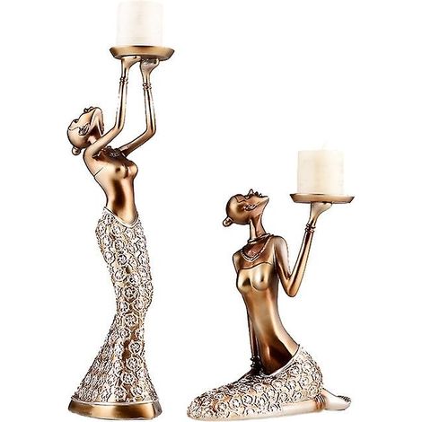 1 paire de chandeliers abstraits vintage représentant une femme, sculpture, porte-bougie, accessoires de décoration intérieure (1/5)