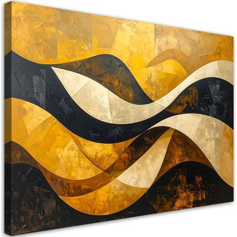 Wandbild Abstraktion Linien Formen gelb schwarz gold 90x60 cm (1/5)