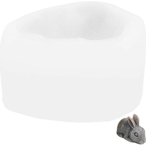 Moule lapin de Pâques, moule à bougie parfumée lapin, moule à savon pour bougie d'aromathérapie-7.6X5.1X4.5CM-White (1/3)