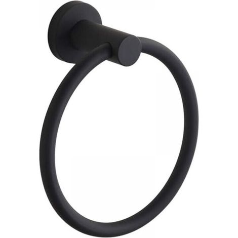 1 Piece Bathroom Towel Ring 304 Stainless Steel Wall Mounted Black Bathroom Towel Holder (1/4)