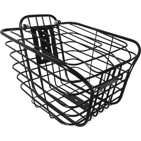 Panier avant de vélo en fer noir grande capacité multifonctionnel pour vélos électriques avec couvercle, accessoires de cyclisme (1/5)