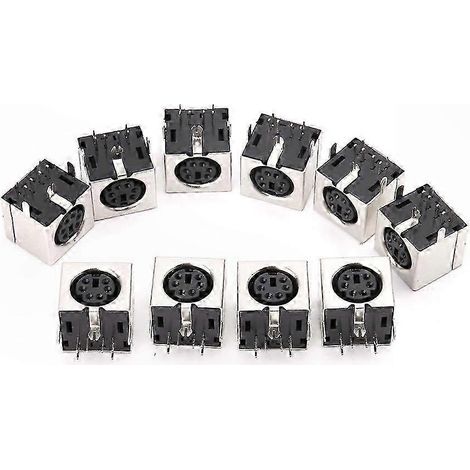 Connecteur Din 6 broches femelle PS-2, lot de 10 prises PCB à souder pour PC, mini fiche jack, connectique informatique rétro (1/4)