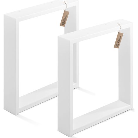 LAMO Manufaktur Tischbeine für Sitzbank, Couchtisch, Beistelltisch, Simple Massive, Vierkantprofil 80x20 mm, Tischgestell 40x43 cm (BxH), Weiß, 2 Stück, LTS-01-C-BB-9016