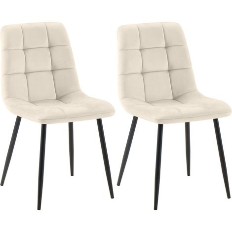 2er Set Esszimmerstuhl Tilde creme Samt
