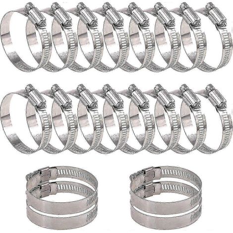 Kit de colliers de serrage à vis sans fin en acier inoxydable 304 – 20 colliers assortis pour la plomberie automobile, les conduites de carburant et les tuyaux d'eau – Édition 0724