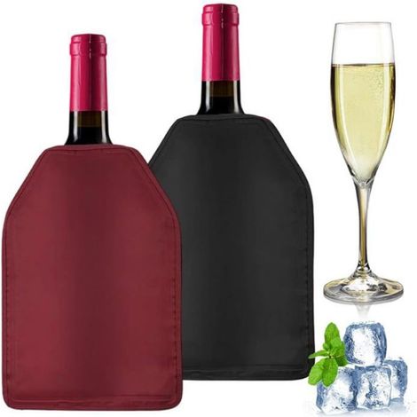 Manchon Rafraichisseur Bouteille Vin - Double Isolation Gel Refroidissant - Pour Vin Champagne 0 75 L - Set De 2 (1/5)