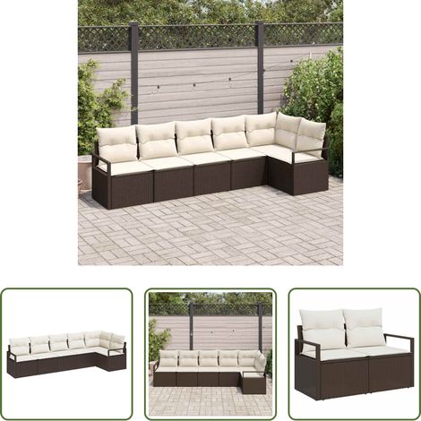 vidaXL Poly-Rattan - Sofa Set 6 pcs Braun Poly-Rattan (1/5)