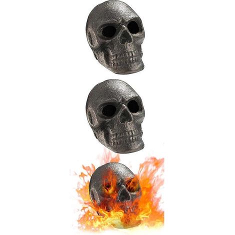 Lot de 3 crânes en lave pour foyer extérieur - (1/5)